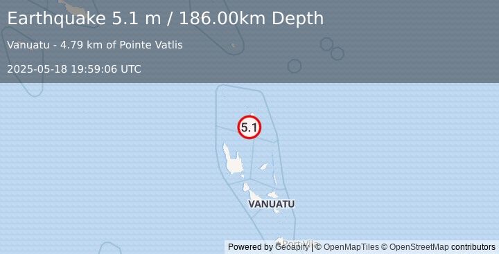 Earthquake VANUATU (5.1 m) (2025-05-18 19:59:06 UTC)