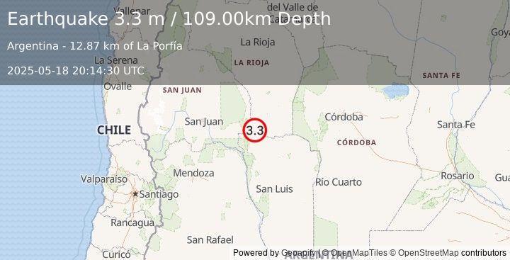 Earthquake SAN JUAN, ARGENTINA (3.3 m) (2025-05-18 20:14:30 UTC)