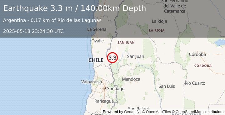 Earthquake SAN JUAN, ARGENTINA (3.4 ml) (2025-05-18 23:24:14 UTC)
