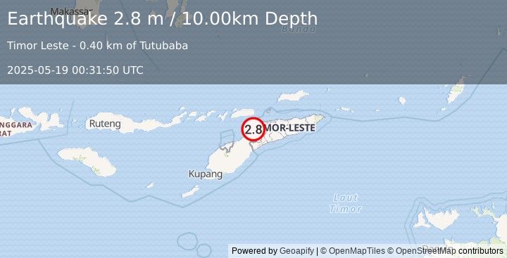 Earthquake EAST TIMOR REGION (2.8 m) (2025-05-19 00:31:50 UTC)
