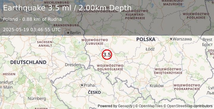 Earthquake POLAND (3.5 ml) (2025-05-19 03:46:56 UTC)