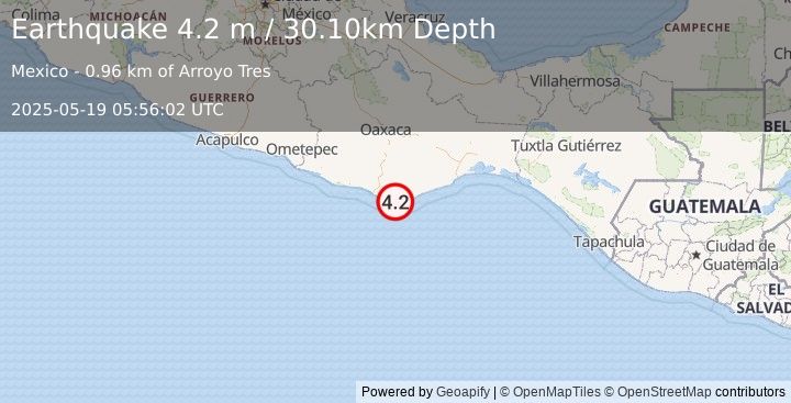 Earthquake OAXACA, MEXICO (4.2 m) (2025-05-19 05:56:02 UTC)