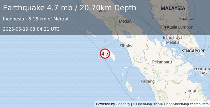 Earthquake NIAS REGION, INDONESIA (4.7 mb) (2025-05-19 08:04:21 UTC)