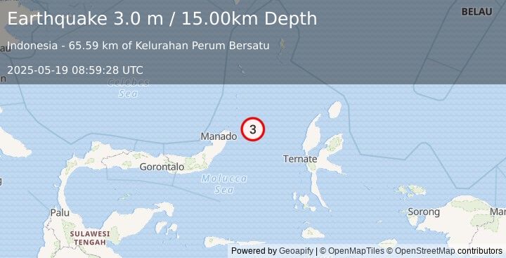 Earthquake MOLUCCA SEA (3.0 m) (2025-05-19 08:59:28 UTC)