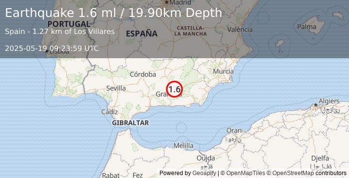 Earthquake SPAIN (1.6 ml) (2025-05-19 09:23:59 UTC)