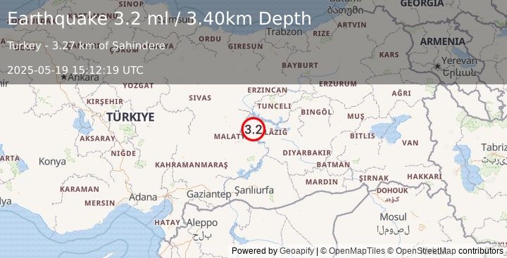 Earthquake EASTERN TURKEY (3.2 ml) (2025-05-19 15:12:18 UTC)