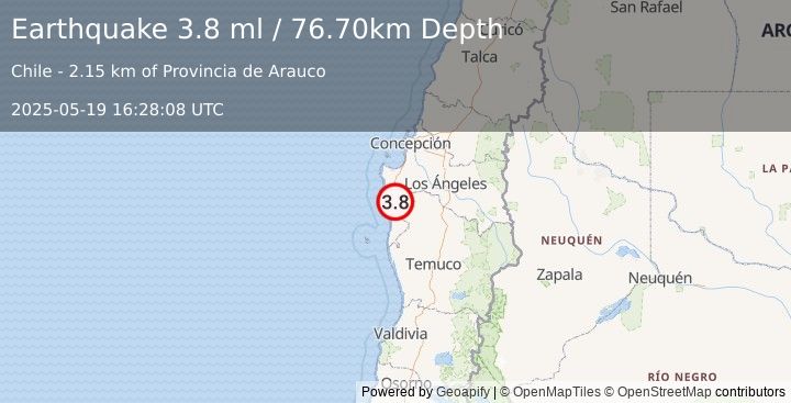 Earthquake BIO-BIO, CHILE (4.0 ml) (2025-05-19 16:28:07 UTC)