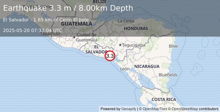 Earthquake EL SALVADOR (3.3 m) (2025-05-20 07:33:04 UTC)