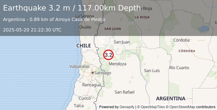 Earthquake MENDOZA, ARGENTINA (3.2 m) (2025-05-20 21:22:30 UTC)