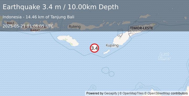 Earthquake SAVU SEA (3.4 m) (2025-05-21 01:06:05 UTC)