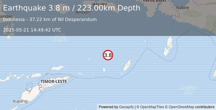 Earthquake BANDA SEA (3.8 m) (2025-05-21 14:49:42 UTC)