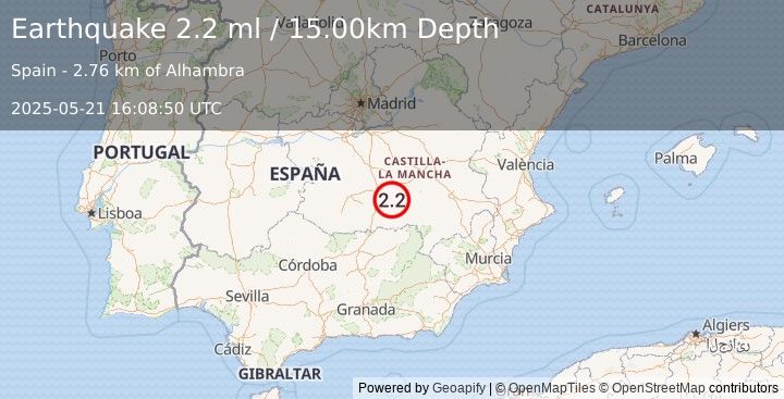 Earthquake SPAIN (2.2 ml) (2025-05-21 16:08:50 UTC)