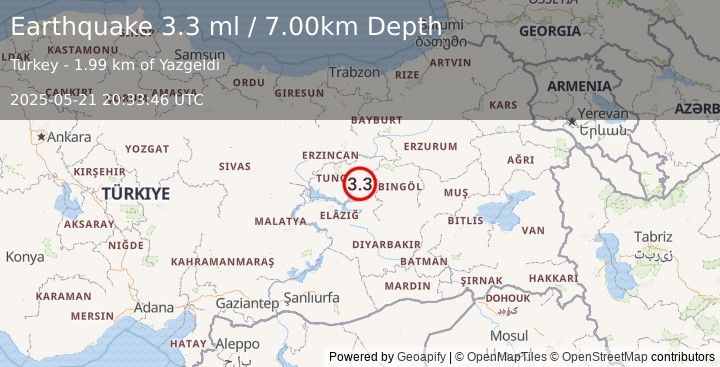 Earthquake EASTERN TURKEY (3.3 ml) (2025-05-21 20:33:46 UTC)