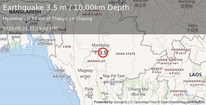 Earthquake MYANMAR (3.5 m) (2025-05-21 21:29:42 UTC)
