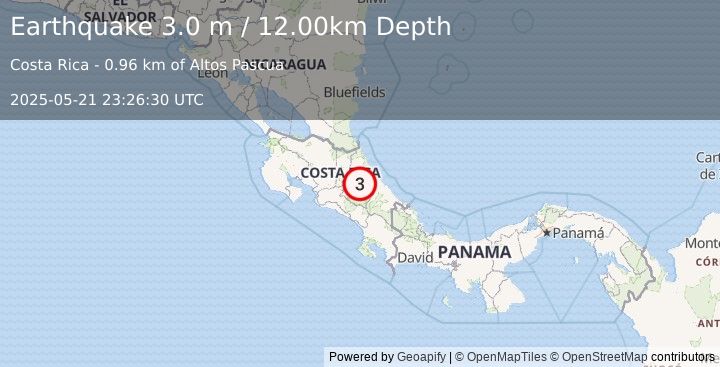Earthquake COSTA RICA (3.0 m) (2025-05-21 23:26:30 UTC)