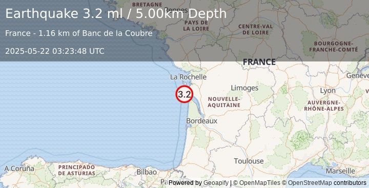 Earthquake FRANCE (3.2 ml) (2025-05-22 03:23:48 UTC)