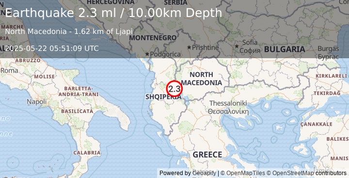 Earthquake ALBANIA (2.0 ml) (2025-05-22 05:51:10 UTC)