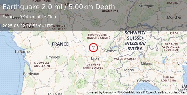 Earthquake FRANCE (2.0 ml) (2025-05-22 10:53:04 UTC)