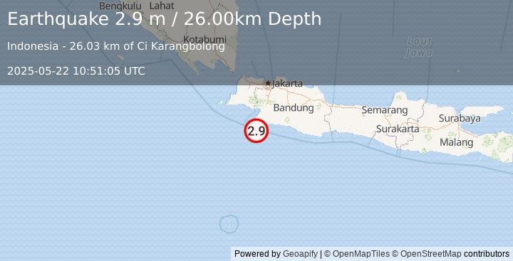 Earthquake JAVA, INDONESIA (2.9 m) (2025-05-22 10:51:05 UTC)