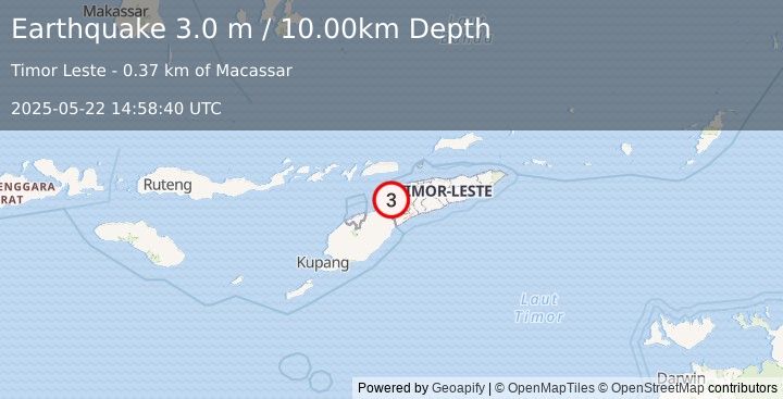 Earthquake KEPULAUAN ALOR, INDONESIA (3.0 m) (2025-05-22 14:58:40 UTC)