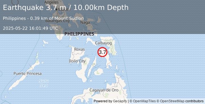Earthquake LEYTE, PHILIPPINES (3.7 m) (2025-05-22 16:01:49 UTC)