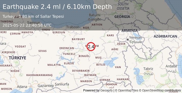Earthquake EASTERN TURKEY (2.4 ml) (2025-05-22 22:40:58 UTC)