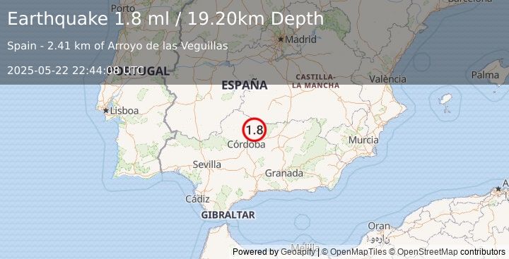 Earthquake SPAIN (1.8 ml) (2025-05-22 22:44:08 UTC)