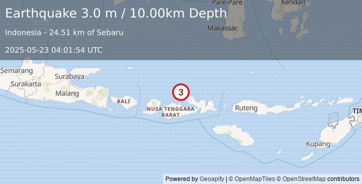 Earthquake BALI SEA (3.0 m) (2025-05-23 04:01:54 UTC)