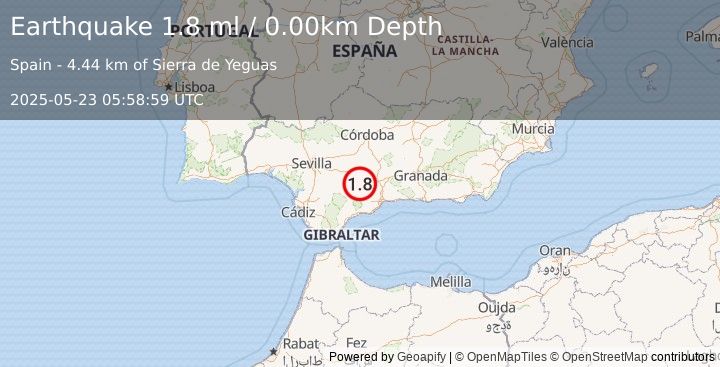 Earthquake SPAIN (1.8 ml) (2025-05-23 05:58:59 UTC)