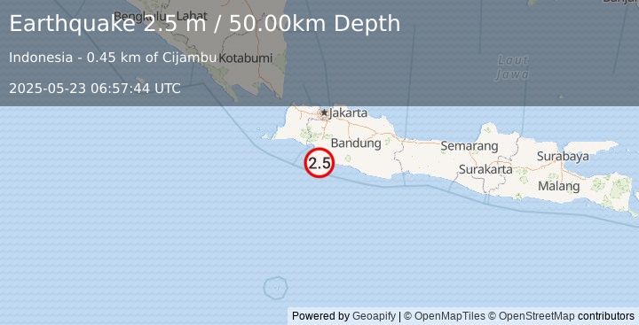 Earthquake JAVA, INDONESIA (2.5 m) (2025-05-23 06:57:44 UTC)