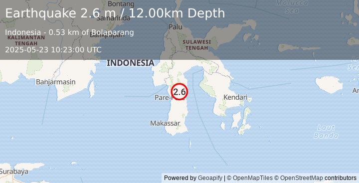 Earthquake SULAWESI, INDONESIA (2.6 m) (2025-05-23 10:23:00 UTC)