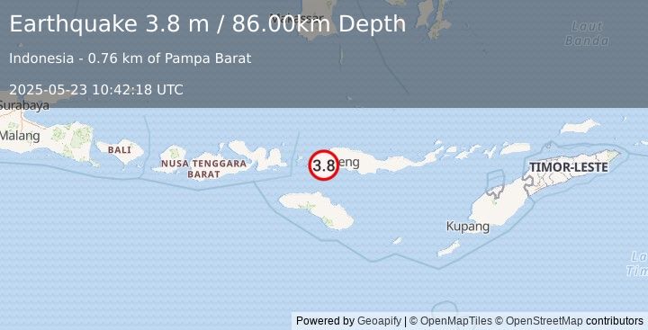 Earthquake FLORES REGION, INDONESIA (3.8 m) (2025-05-23 10:42:18 UTC)