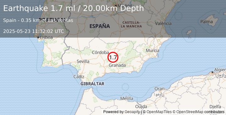 Earthquake SPAIN (1.7 ml) (2025-05-23 11:32:02 UTC)