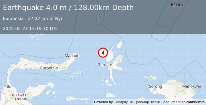 Earthquake HALMAHERA, INDONESIA (4.0 m) (2025-05-23 13:19:30 UTC)