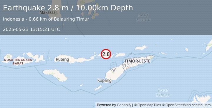 Earthquake FLORES REGION, INDONESIA (2.8 m) (2025-05-23 13:15:21 UTC)