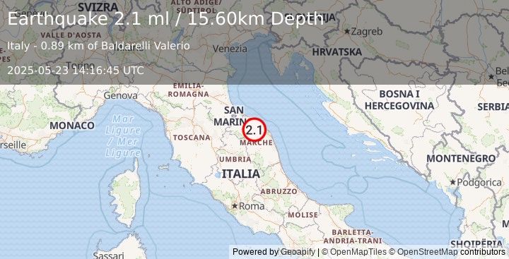 Earthquake CENTRAL ITALY (2.1 ml) (2025-05-23 14:16:45 UTC)