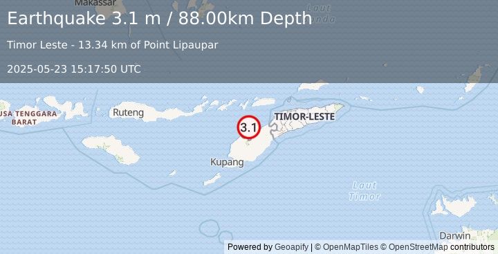 Earthquake TIMOR REGION (3.1 m) (2025-05-23 15:17:50 UTC)