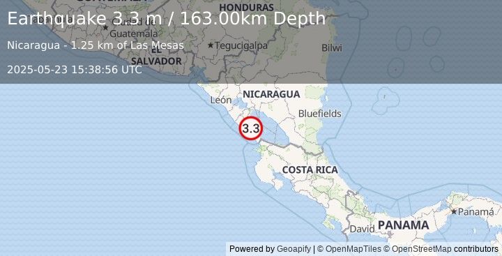 Earthquake NICARAGUA (3.5 m) (2025-05-23 15:38:55 UTC)