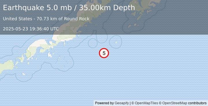 Earthquake SOUTH OF ALASKA (4.7 mb) (2025-05-23 19:36:34 UTC)