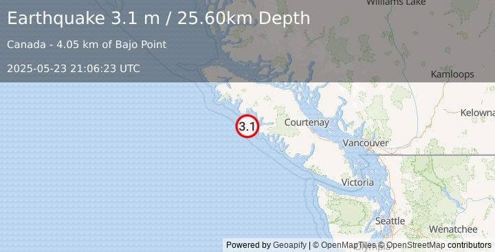 Earthquake VANCOUVER ISLAND, CANADA REGION (3.1 m) (2025-05-23 21:06:23 UTC)