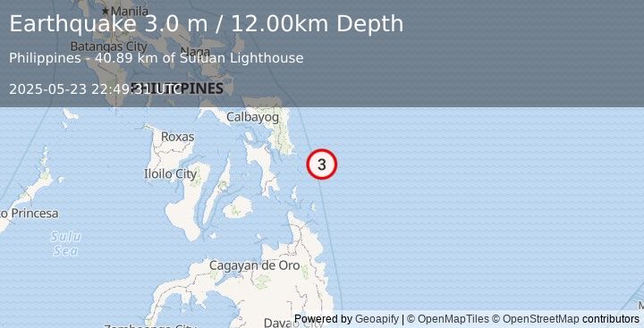 Earthquake PHILIPPINE ISLANDS REGION (3.0 m) (2025-05-23 22:49:31 UTC)
