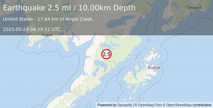 Earthquake ALASKA PENINSULA (2.5 ml) (2025-05-24 04:29:51 UTC)