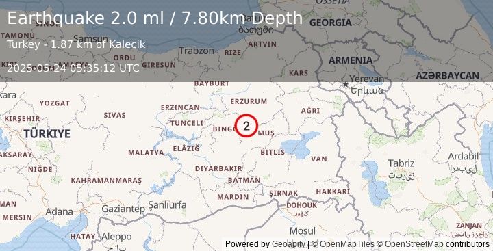 Earthquake EASTERN TURKEY (2.0 ml) (2025-05-24 05:35:12 UTC)