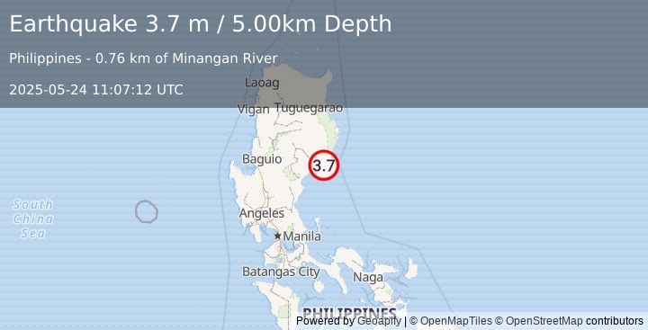 Earthquake LUZON, PHILIPPINES (3.7 m) (2025-05-24 11:07:12 UTC)
