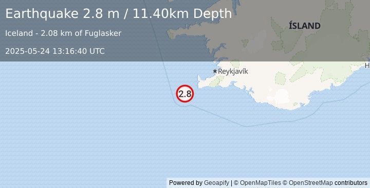 Earthquake ICELAND REGION (2.8 m) (2025-05-24 13:16:40 UTC)