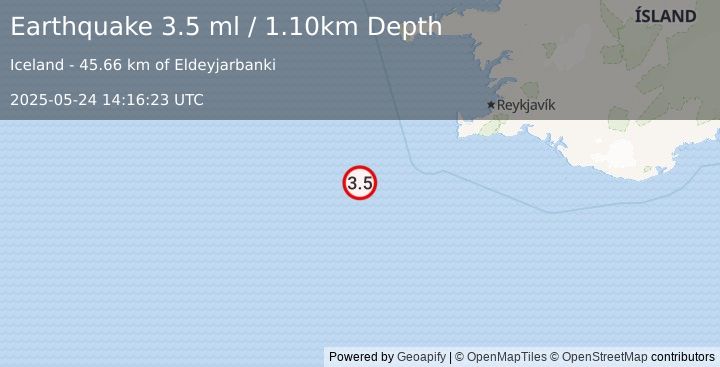 Earthquake ICELAND REGION (3.5 ml) (2025-05-24 14:16:23 UTC)