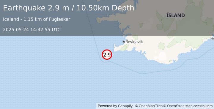 Earthquake ICELAND REGION (2.9 m) (2025-05-24 14:32:55 UTC)