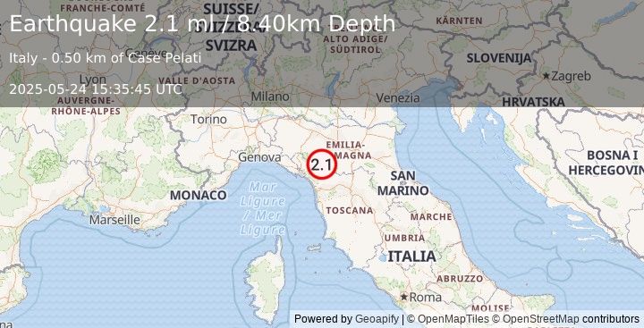 Earthquake NORTHERN ITALY (2.1 ml) (2025-05-24 15:35:45 UTC)