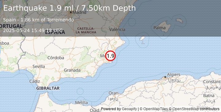 Earthquake SPAIN (1.9 ml) (2025-05-24 15:49:18 UTC)