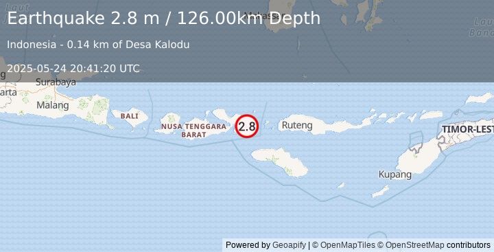 Earthquake SUMBAWA REGION, INDONESIA (2.8 m) (2025-05-24 20:41:20 UTC)